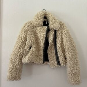 Free People Shag Shaggy Faux Fur Moto Jacket
